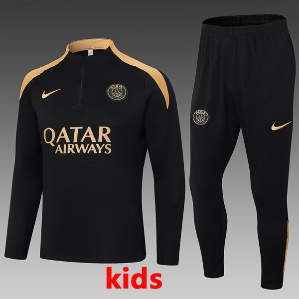 24/25 PSG Black Kids Half Pull Tracksuit (半拉链)(儿童)