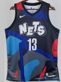23/24 NETS HARDEN #13 Blue Black City Edition Top Quality Hot Pressing NBA Jersey