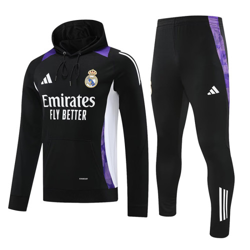 24/25 RMA Black &purple Hooded  Tracksuit(紫色边)