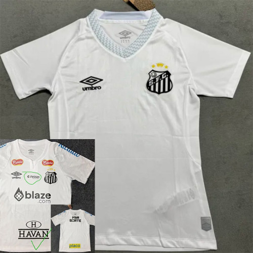 25/26 Santos FC Home Women Soccer Jersey#女(Print All Sponsor)(新全广告、背上NVA~SRTE)