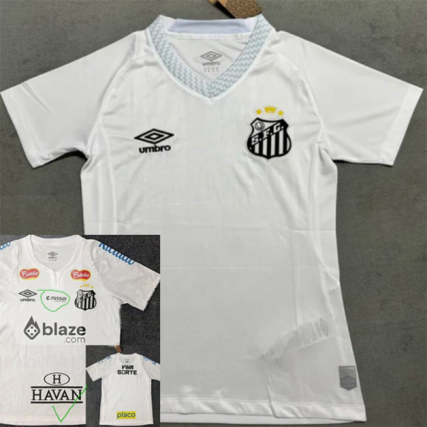 25/26 Santos FC Home Women Soccer Jersey#女(Print All Sponsor)(新全广告、背上NVA~SRTE)