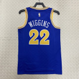 22/23 WARRIORS WIGGINS #22 Blue Top Quality Hot Pressing NBA Jersey (Retro Logo)
