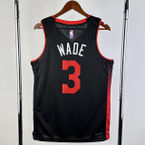 23/24 HEAT WADE #3 Black City Edition Top Quality Hot Pressing NBA Jersey (V领）