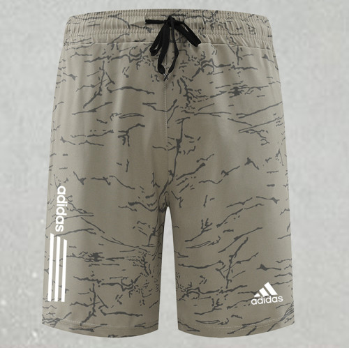 2025 RF-M555 AD khaki Cracked Digital Printed Casual Fitness Shorts#带三条白纹