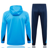 24/25 Man City SKY Blue Hooded  Half Pull Tracksuit(Add Fluff)  (半拉链、加绒F606)