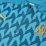 24/25 Marseille Deep Lake Blue Print Half Pull Tracksuit  (半拉链)
