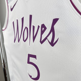 Timberwolves EDWARDS #5 White and Pink Edition Top Quality Hot Pressing NBA Jersey