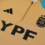 24/25 Argentina Mud Yellow Kids Half Pull Tracksuit (半拉链、泥黄色童装）