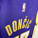 LAKERS DONCIC'#77 Blue Flying Man Top Quality Hot Pressing NBA Jersey(V领）