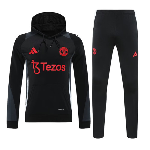 24/25 Man Utd Black  Hooded  Tracksuit