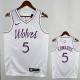 Timberwolves EDWARDS #5 White and Pink Edition Top Quality Hot Pressing NBA Jersey