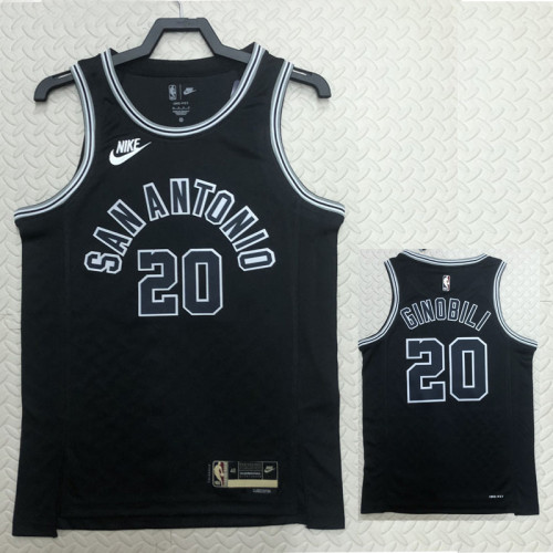 22/23 SA Spurs GINOBILI #20 Black Top Quality Hot Pressing NBA Jersey (Retro Logo)