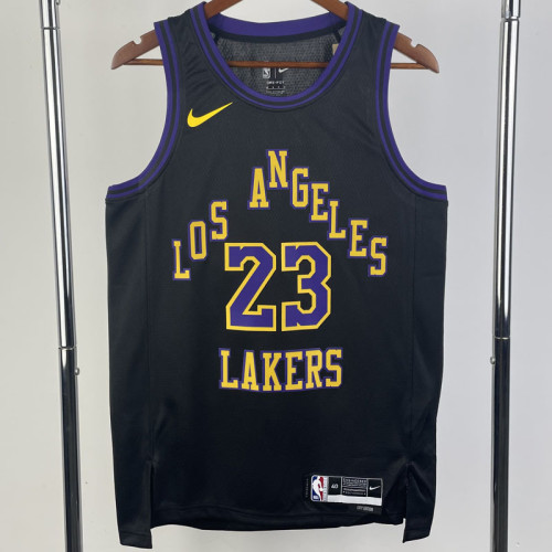 23/24 LAKERS JAMES #23 Black City Edition Top Quality Hot Pressing NBA Jersey