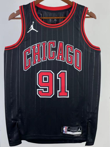 22/23 BULLS RODMAN #91 Black Top Quality Hot Pressing NBA Jersey (Trapeze Edition) 飞人版