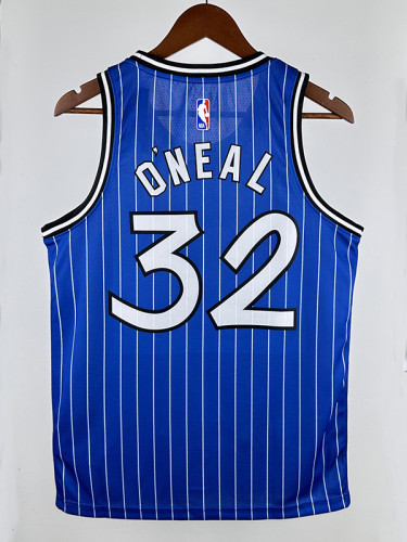 18/19 Magic O'Neill #32 Retro Striped Blue Top Quality Hot Pressing NBA Jersey