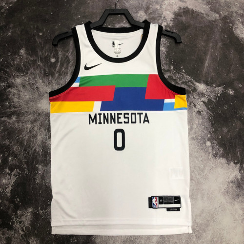 22/23 TIMBERWOLVES RUSSELL #0 White City Edition Top Quality Hot Pressing NBA Jersey