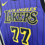 20/21 LAKERS DONCIC'#77 Striped Purple Top Quality Hot Pressing NBA Jersey