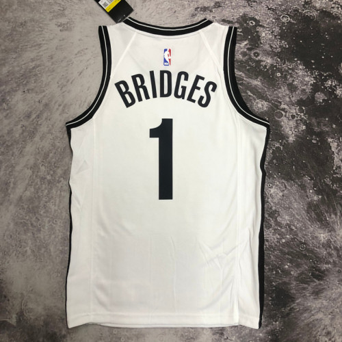 NETS BRIDGES #1 White Top Quality Hot Pressing NBA Jersey (V领)