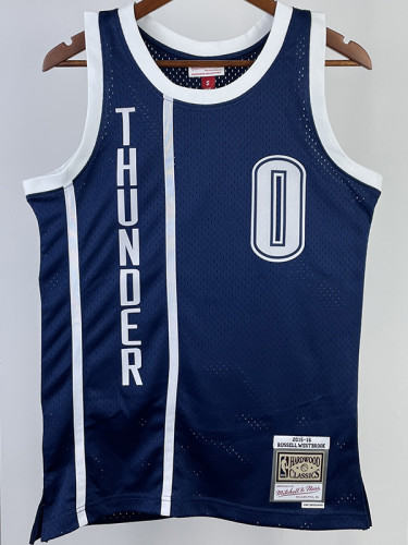 2015/16 OKC WESTBROOK #0 Royal Blue Retro Top Quality Hot Pressing NBA Jersey