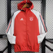 24/25 Bayern Red &White Hooded Windbreaker 24/25 Bayern Red &White Hooded Windbreaker