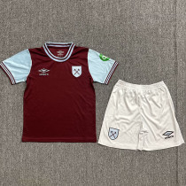 24/25 West Ham Home  Kids  Soccer Jersey(无广告）