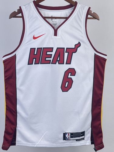 22/23 HEAT JAMES #6 White Top Quality Hot Pressing NBA Jersey (V领）