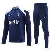 24/25 TOT Sapphire Blue Player version Half Pull Tracksuit  (球员版、半拉链)