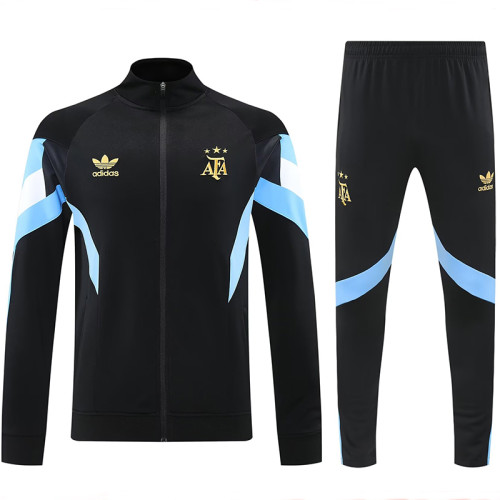 24/25Argentina Black Jacket Tracksuit(袖大蓝白边)