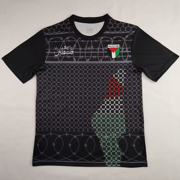 Palestine Black Wire Mesh Version Retro  Soccer Jersey