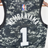 Sa Spurs Wen Ban Yama #1 Camouflage Top Quality Hot Pressing NBA Jersey