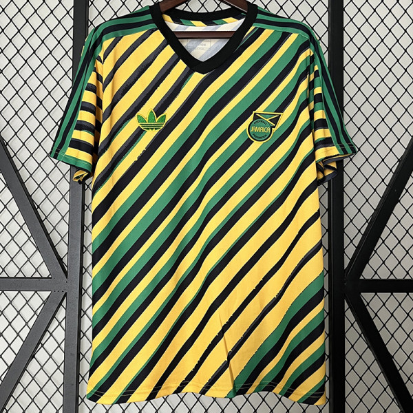 24/25 Jamaica Yellow Green Striped Version Fans Soccer Jersey