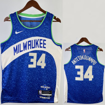 23/24 BUCKS ANTETOKOUNMPO #34 Blue City Edition Top Quality Hot Pressing NBA Jersey 23/24 BUCKS ANTETOKOUNMPO #34 Blue City Edition Top Quality Hot Pressing NBA Jersey