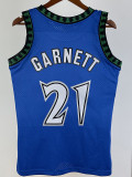 03/04 Timberwolves GARNETT #21 Blue Retro Top Quality Hot Pressing NBA Jersey