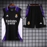 24/25 RMA Black(Purple Shoulders) Tank top and shorts suit(黑色紫肩）