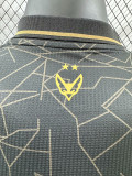 24/25  Algeria Black Grey Check  Player Version Soccer Jersey（胸前黄广告）(翻领）