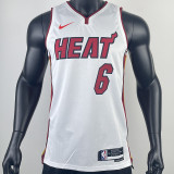 22/23 HEAT JAMES #6 White Top Quality Hot Pressing NBA Jersey (V领）