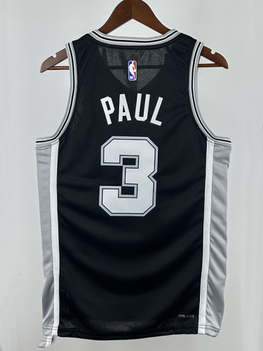 22/23 Sa Spurs PAUL #3 Black Top Quality Hot Pressing NBA Jersey
