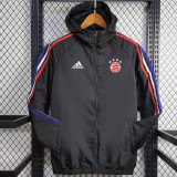 24/25 Bayern Black Hooded Windbreaker(蓝红白边）