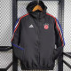 24/25 Bayern Black Hooded Windbreaker(蓝红白边）