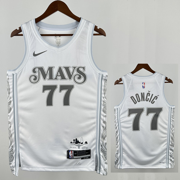 24/25 Dallas Mavericks DONCIC # 77 White City Edition  Top Quality Hot Pressing Retro NBA Jersey