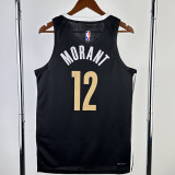 23/24 Grizzlies MORANT #12 Black City Edition Top Quality Hot Pressing NBA Jersey