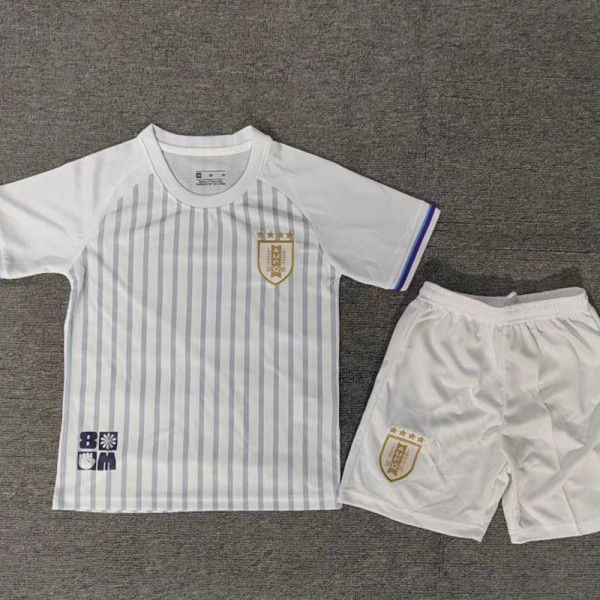 24/25 Uruguay Away White  Kids Soccer Jersey