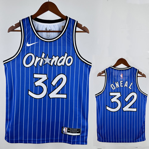 18/19 Magic O'Neill #32 Retro Striped Blue Top Quality Hot Pressing NBA Jersey