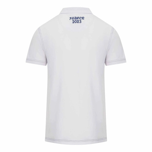 2023 France White Rugby Polo Short Sleeve