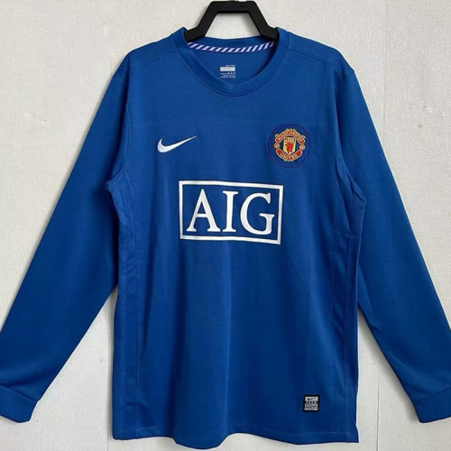 2007/2008 Man Utd Blue Away Long sleeved Retro Soccer Jersey（长袖）
