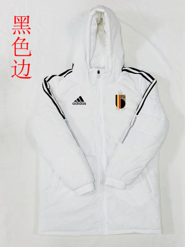 22/23 Belgium White Hooded Cotton Coat Black Edge (黑色边) 棉衣