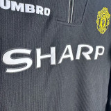 1998/1999 Man Utd  Black Retro  Long Sleeve Soccer Jersey(袖红边）