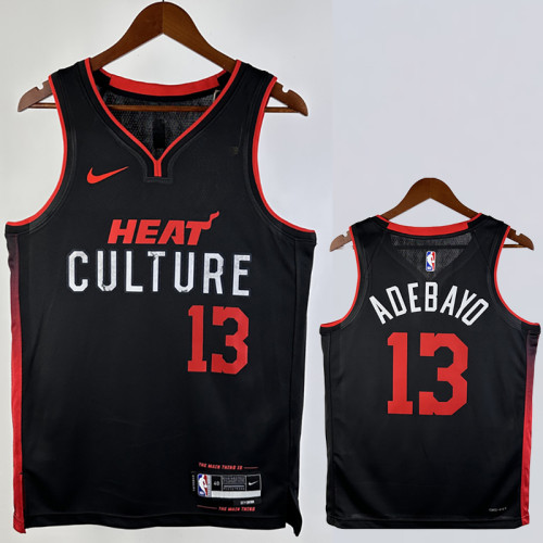 23/24 HEAT ADEBAYO #13 Black City Edition Top Quality Hot Pressing NBA Jersey (V领）