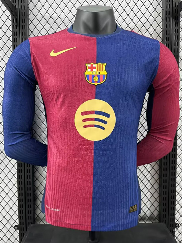 24/25 BAR Home Player Version Long Sleeve Soccer Jersey('胸花'长袖)