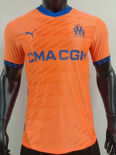 24/25 Marseille Third Player Version Soccer Jersey(Print all Sponsor)前后广告